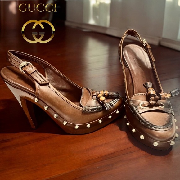 GUCCI-AUTHENTIC Horsebit Tassel Heels – Rustic Equestrian-Cowgirl Glam 5.5 - Picture 1 of 10